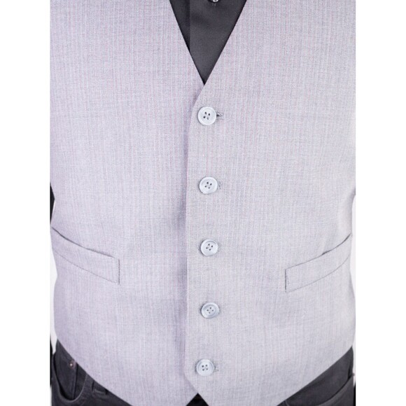 Vintage ARNIE Wool Blend 2-Pcs Blazer Jacket Cost / Vest Gray Micro Check Sz 42R - Picture 3 of 16